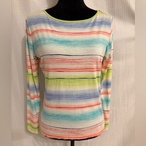 Talbots 100% Pima cotton. Multicolored striped long sleeve shirt size small